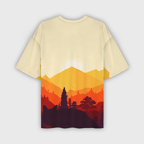 Мужская футболка оверсайз Горы закат пейзаж лиса арт / 3D-принт – фото 2