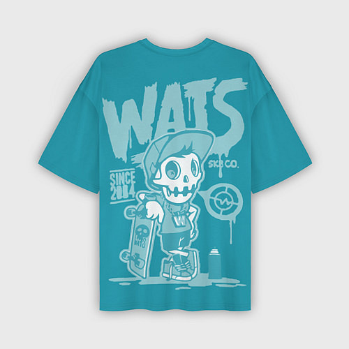 Мужская футболка оверсайз Граффити Wats череп в кепке / 3D-принт – фото 2