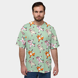 Футболка оверсайз мужская Dabbing Animals, цвет: 3D-принт — фото 2