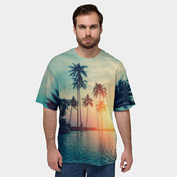 Футболка оверсайз мужская Пальмы, цвет: 3D-принт — фото 2
