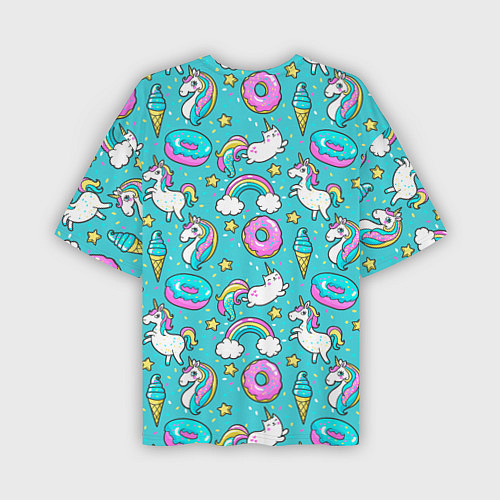 Мужская футболка оверсайз Turquoise unicorn / 3D-принт – фото 2