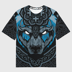 Футболка оверсайз мужская Дикий медведь с узорами славянский, цвет: 3D-принт
