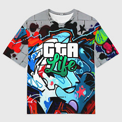 Футболка оверсайз мужская GTA LIFE, цвет: 3D-принт