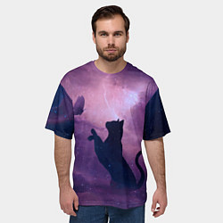 Футболка оверсайз мужская Кошка играет с бабочкой, цвет: 3D-принт — фото 2