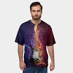 Футболка оверсайз мужская Гитара огня, цвет: 3D-принт — фото 2