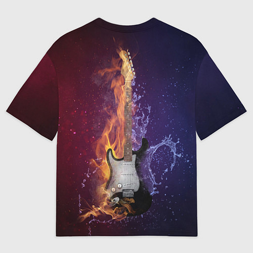 Мужская футболка оверсайз Гитара огня / 3D-принт – фото 2