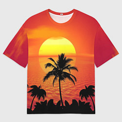 Футболка оверсайз мужская Пальмы на фоне моря, цвет: 3D-принт