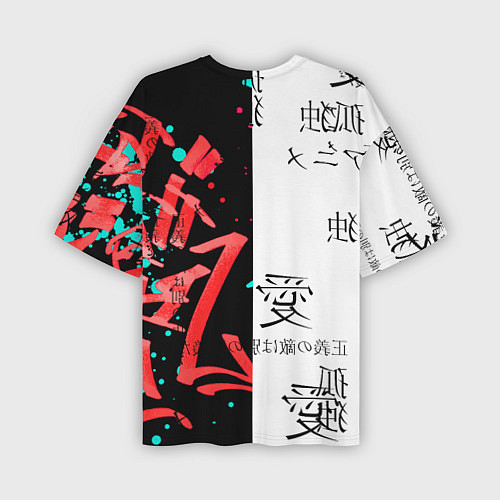 Мужская футболка оверсайз Японские надписи / 3D-принт – фото 2