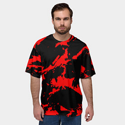 Футболка оверсайз мужская Красный на черном, цвет: 3D-принт — фото 2
