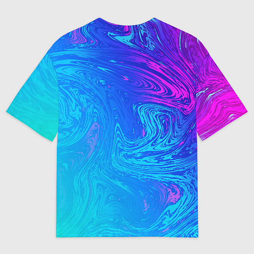 Мужская футболка оверсайз BACKGROUND IN NEON / 3D-принт – фото 2