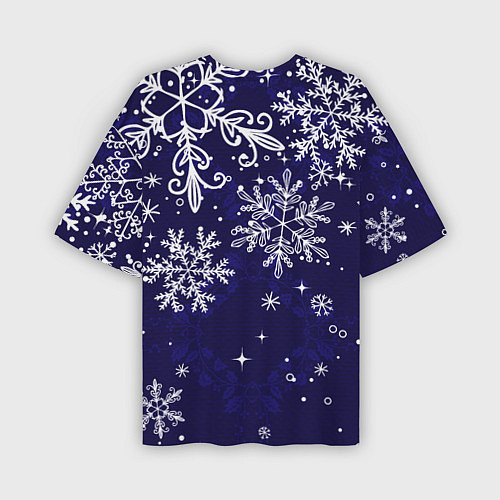 Мужская футболка оверсайз Новогодние снежинки / 3D-принт – фото 2