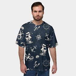 Футболка оверсайз мужская Nautical art, цвет: 3D-принт — фото 2