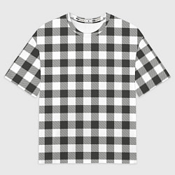 Футболка оверсайз мужская Черно-белая клетка, цвет: 3D-принт