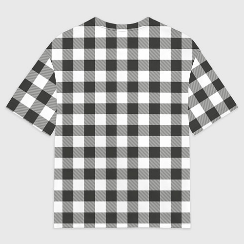 Мужская футболка оверсайз Черно-белая клетка / 3D-принт – фото 2