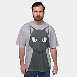 Футболка оверсайз мужская Чёрный кот, цвет: 3D-принт — фото 2