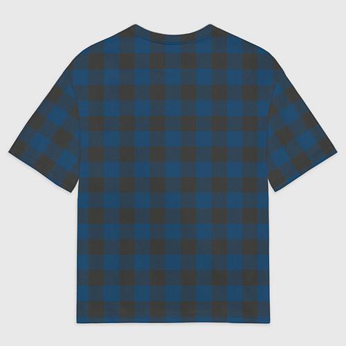 Мужская футболка оверсайз Темно синяя Клетка / 3D-принт – фото 2
