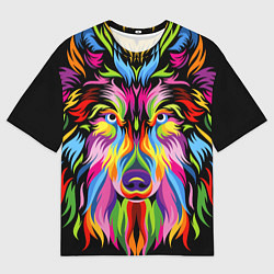 Мужская футболка оверсайз Neon wolf