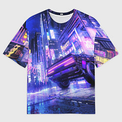 Футболка оверсайз мужская Cyberpunk city, цвет: 3D-принт