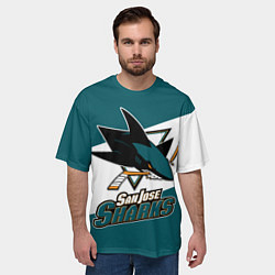 Футболка оверсайз мужская Сан Хосе Шаркс, цвет: 3D-принт — фото 2