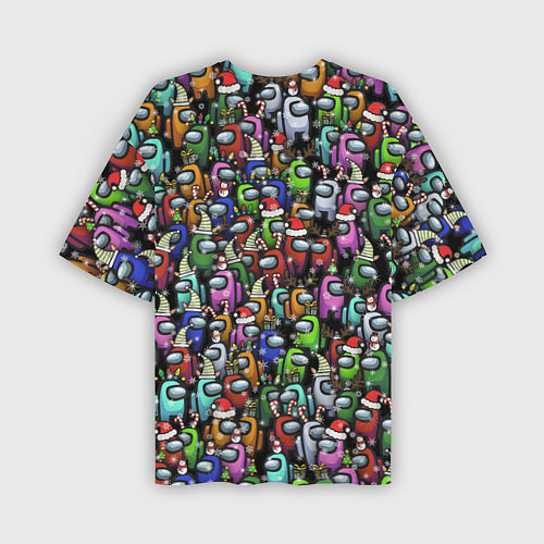 Мужская футболка оверсайз Among Us С Новым Годом! / 3D-принт – фото 2