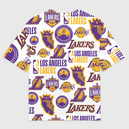 Мужская футболка оверсайз LAKERS LOGO / 3D-принт – фото 2