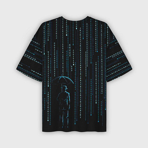 Мужская футболка оверсайз Двоичный дождь, матрица / 3D-принт – фото 2