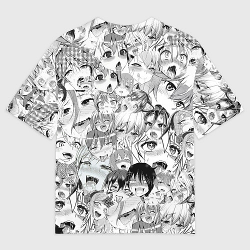 Мужская футболка оверсайз Ahegao monochrome / 3D-принт – фото 2