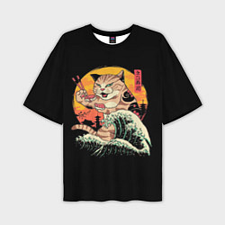 Мужская футболка оверсайз Японский кот