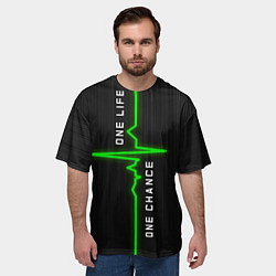 Футболка оверсайз мужская ОДНА ЖИЗНЬ - ОДИН ШАНС, цвет: 3D-принт — фото 2