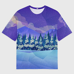 Мужская футболка оверсайз Зимний лес