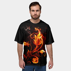 Футболка оверсайз мужская Огненный цветок, цвет: 3D-принт — фото 2