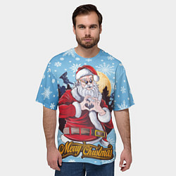 Футболка оверсайз мужская Santa Love, цвет: 3D-принт — фото 2