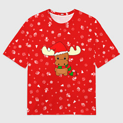 Мужская футболка оверсайз НОВОГОДНИЙ ОЛЕНЁНОК