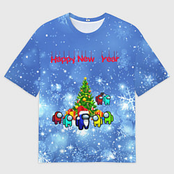 Мужская футболка оверсайз Among Us New Year