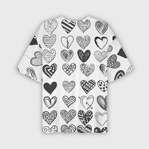 Мужская футболка оверсайз Сердца / 3D-принт – фото 2