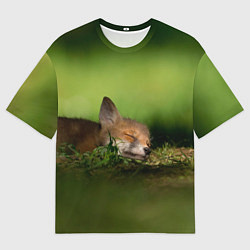 Футболка оверсайз мужская Сонный лисенок, цвет: 3D-принт