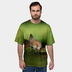 Футболка оверсайз мужская Сонный лисенок, цвет: 3D-принт — фото 2