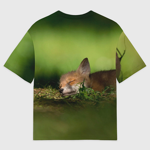 Мужская футболка оверсайз Сонный лисенок / 3D-принт – фото 2