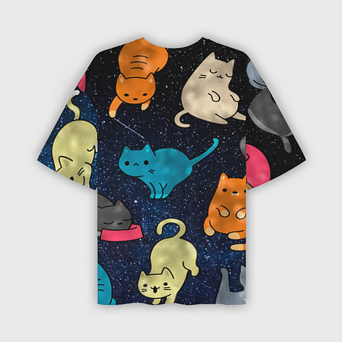 Мужская футболка оверсайз Космические котики / 3D-принт – фото 2
