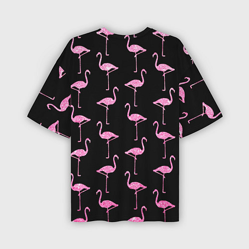 Мужская футболка оверсайз Фламинго Чёрная / 3D-принт – фото 2