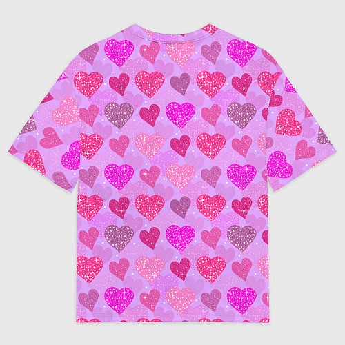 Мужская футболка оверсайз Розовые сердечки / 3D-принт – фото 2