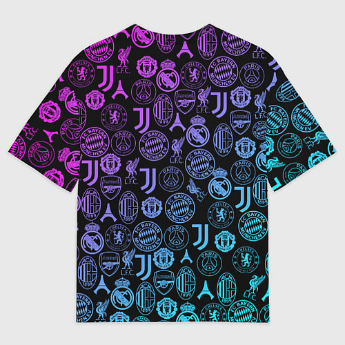 Мужская футболка оверсайз ЛОГО ФУТБОЛЬНЫХ КОМАНД НЕОН / 3D-принт – фото 2