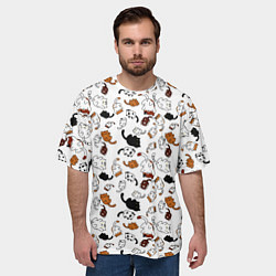 Футболка оверсайз мужская Коты Паттерн, цвет: 3D-принт — фото 2