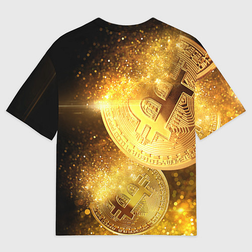 Мужская футболка оверсайз БИТКОИН ЗОЛОТО BITCOIN GOLD / 3D-принт – фото 2