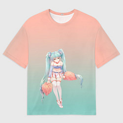 Мужская футболка оверсайз Чирлидерша с помпонами