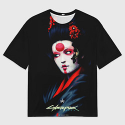 Мужская футболка оверсайз Cyberpunk 2077 самурай