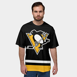 Футболка оверсайз мужская Питтсбург Пингвинз Форма1, цвет: 3D-принт — фото 2