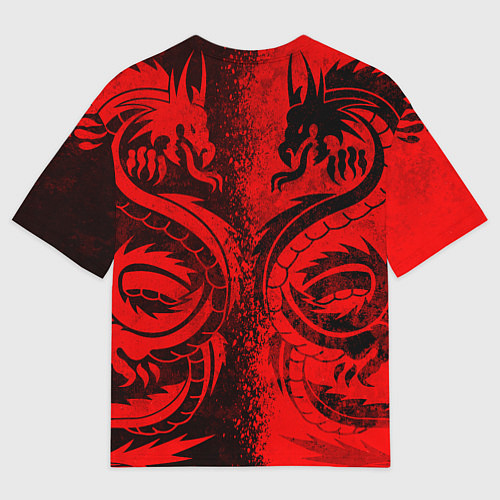 Мужская футболка оверсайз BLACK RED DRAGONS TATOO / 3D-принт – фото 2