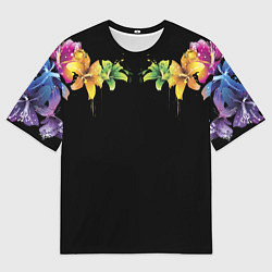 Футболка оверсайз мужская Цветы, цвет: 3D-принт