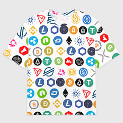 Футболка оверсайз мужская BITCOIN PATTERN БИТКОИН Z, цвет: 3D-принт